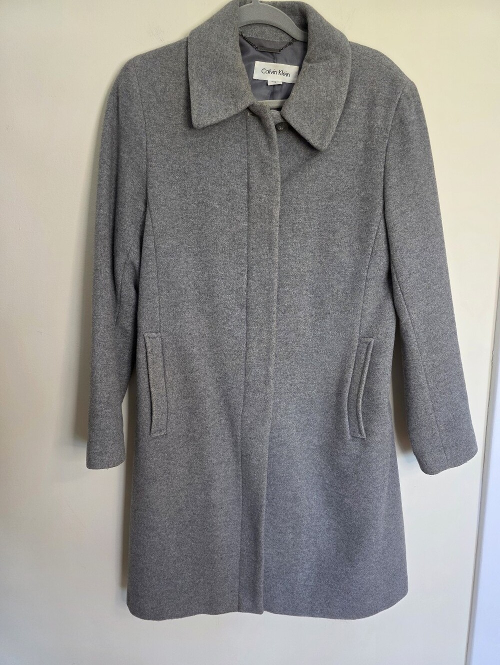 Vintage 80's 90's Saxton Hall Calvin Klein Light Grey Car Coat.